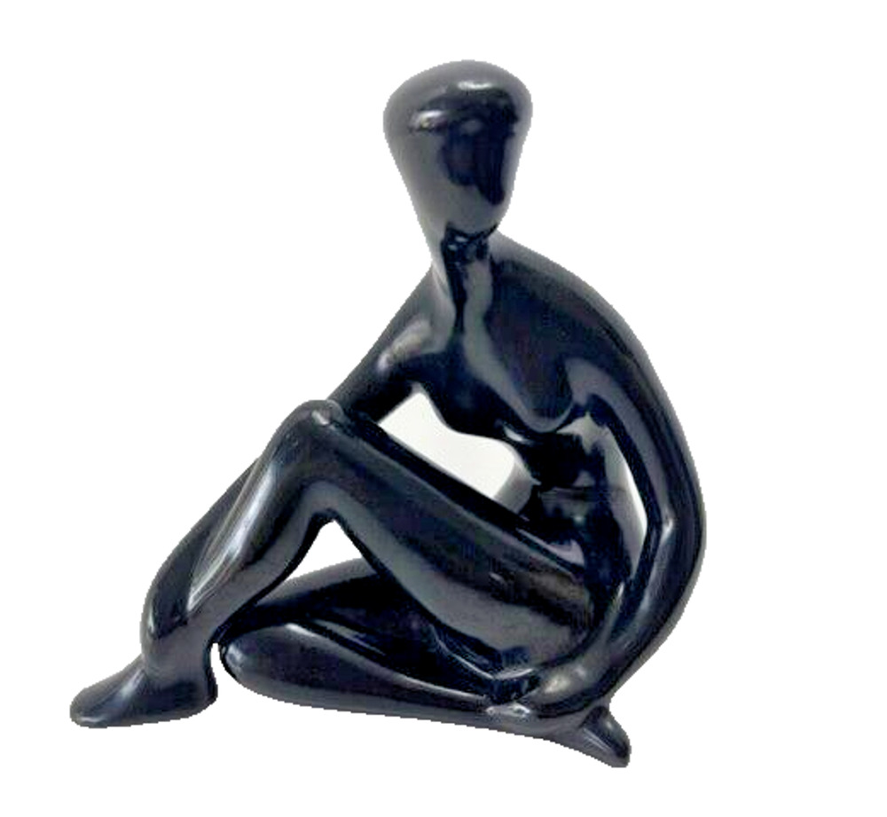 ROYAL DUX Czech Bohemia MCM figurine Vintage nude woman Black porcelain